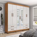 Ver imagem 1 de Guarda-Roupa 6 Portas 4 Gavetas com Espelho e Pés Genova Off White/Cinamomo