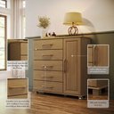 Ver imagem 3 de Cômoda Quarto Madeira Maciça 125cm 5 Gavetas 1 Porta Eliz F07- D'Rossi