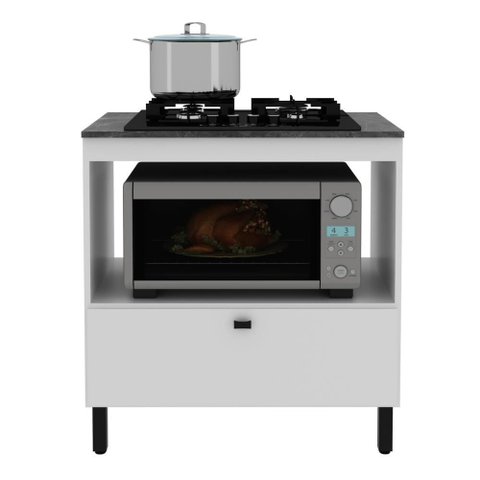 Balcão Cozinha Cooktop Nicho Forno Branco
