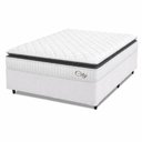 Ver imagem 1 de Cama Box Colchão Casal Molas Ensacadas City Pillow Top 138x188x61cm Branco / Preto Hellen