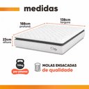 Ver imagem 5 de Cama Box Colchão Casal Molas Ensacadas City Pillow Top 138x188x61cm Branco / Preto Hellen