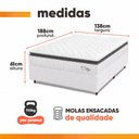Ver imagem 4 de Cama Box Colchão Casal Molas Ensacadas City Pillow Top 138x188x61cm Branco / Preto Hellen