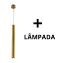 Ver imagem 1 de Lustre Luminária Pendente Tubo Tubeto Dourado Escovado 40cm + Lâmpada de Led Inl68