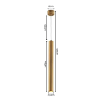 Pendente Tubo Tubeto Dourado Escovado Lustre Cozinha Ilha Quarto 4cmx40cm Lâmpada Led Inclusa Inl68 - 3