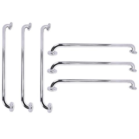 Barra de Apoio Inox Kit 6 Unidades Banheiro Box Suporte Gestante Idoso Criança Corrimao Acessibilida