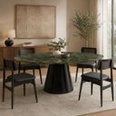 Ver imagem 4 de Mesa de Jantar Cone Oval 180x100 cm Tampo Mármore Vitória Régia Base Laca Preta