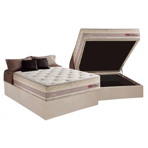 Cama Box Baú Casal: Colchão Molas Masterpocket Ensacadas Herval Maxspring Tower + Base Crc Suede