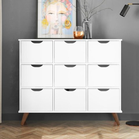 Nicho Organizador Retro Branco Com 9 Gavetas Brancas Qmovi Móveis