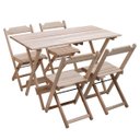 Ver imagem 1 de Conjunto Dobrável de Mesa 120x70 com 1 Mesa e 4 Cadeiras em Madeira Eucalipto sem Pintura Marcenaria