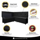 Ver mais imagens de Kit Canto Alemão 4 Lugares com Baú Veludo Preto 1,25x1,60m Sofa Store