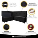 Ver imagem 7 de Kit Canto Alemão 4 Lugares com Baú Veludo Preto 1,25x1,60m Sofa Store