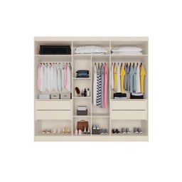 Guarda Roupa Casal 6 Portas (4 Ripadas e 2 C/ Espelho) e 4 Gavetas Oxford Peroba/off White - Europa - 3