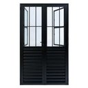 Ver imagem 2 de Porta de Abrir 2 Folhas com Postigo Alumínio Preto - 210x150