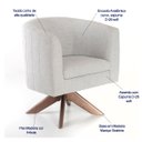 Ver imagem 2 de Poltrona para Decoração Nina Encosto Curvo Tecido Linho Base Madeira Giratória Poltronas do Sul