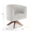 Ver imagem 3 de Poltrona para Decoração Nina Encosto Curvo Tecido Linho Base Madeira Giratória Poltronas do Sul