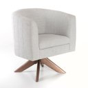 Ver imagem 1 de Poltrona para Decoração Nina Encosto Curvo Tecido Linho Base Madeira Giratória Poltronas do Sul