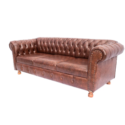 Sofá Chesterfield Luiz XV Courino Marrom 2M Sala Recepção Barbearia - 2