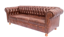 Ver imagem 2 de Sofá Chesterfield Luiz XV Courino Marrom 2M Sala Recepção Barbearia