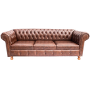 Ver imagem 1 de Sofá Chesterfield Luiz XV Courino Marrom 2M Sala Recepção Barbearia