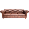 Sofá Chesterfield Luiz XV Courino Marrom 2M Sala Recepção Barbearia - 1