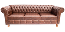 Ver imagem 1 de Sofá Chesterfield Luiz XV Courino Marrom 2M Sala Recepção Barbearia