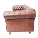 Ver imagem 3 de Sofá Chesterfield Luiz XV Courino Marrom 2M Sala Recepção Barbearia