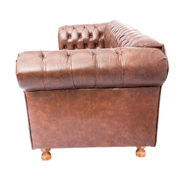 Sofá Chesterfield Luiz XV Courino Marrom 2M Sala Recepção Barbearia - 3