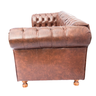 Sofá Chesterfield Luiz XV Courino Marrom 2M Sala Recepção Barbearia - 3