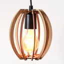 Ver imagem 2 de Kit 2 Luminárias Lustre Pendente de Madeira Vazado Aletado Soq E27 15x17cm Cor:marfim