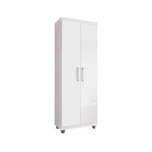 Armário Multiuso Roma 2 Portas 4 Prateleiras Sapateira Lavanderia e Cozinha Branco - G4 Magazine