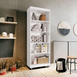 Armário Multiuso Roma 2 Portas 4 Prateleiras Sapateira Lavanderia e Cozinha Branco - G4 Magazine - 3
