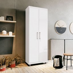 Armário Multiuso Roma 2 Portas 4 Prateleiras Sapateira Lavanderia e Cozinha Branco - G4 Magazine - 1