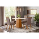 Ver imagem 1 de Conjunto: Mesa Sala Jantar Dora Tampo Madeirado 90cm e 4 Cadeiras Bella Nature/suede Light Marrom