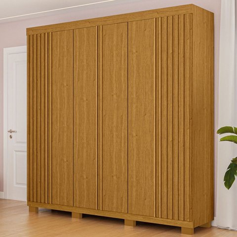 Guarda-roupa Casal Eliza 6 Portas Ripadas 6 Gavetas 100% Mdf Flex Cinamomo - Acp Móveis