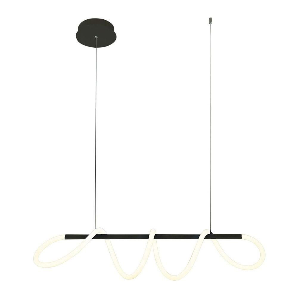 Lustre Pendente Taschibra Zurique Led Bivolt Preto 3000k Luz