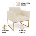 Ver imagem 5 de Kit 1 Sofá Namoradeira e 2 Poltronas Elisa Linho Bege A19 Base Metálica Industrial Dourada - D'Rossi