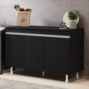 Ver imagem 2 de Balcão Buffet Gabinete de Cozinha Lux 120cm 100% Mdf com Tampo 03 Portas Preto - Abmaza