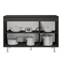 Ver imagem 3 de Balcão Buffet Gabinete de Cozinha Lux 120cm 100% Mdf com Tampo 03 Portas Preto - Abmaza