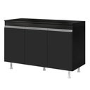 Ver imagem 1 de Balcão Buffet Gabinete de Cozinha Lux 120cm 100% Mdf com Tampo 03 Portas Preto - Abmaza