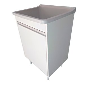 Gabinete Para Lavanderia 53cm Com Tanque 34 Litros + Sifão Tanque: Cinza