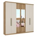 Ver imagem 1 de Guarda Roupa Casal Passisone Ultra Glass 6 Portas Capuccino Off White Acetinado - Thb