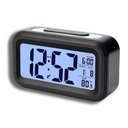 Ver imagem 1 de Relógio Digital Lcd Despertador de Mesa Cabeceira Quarto Idoso - Preto