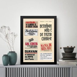 Quadro Música Mpb - Reportagens 24x18cm:moldura Branca - 1