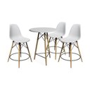 Ver imagem 1 de Conjunto Bistrô Eames Eiffel Mesa Branca com 3 Banquetas Brancas de Madeira
