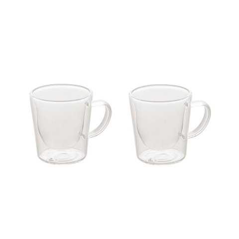 Cj 2 Xicaras P/cafe Dupla Parede de Vidro Borossilicato100ml