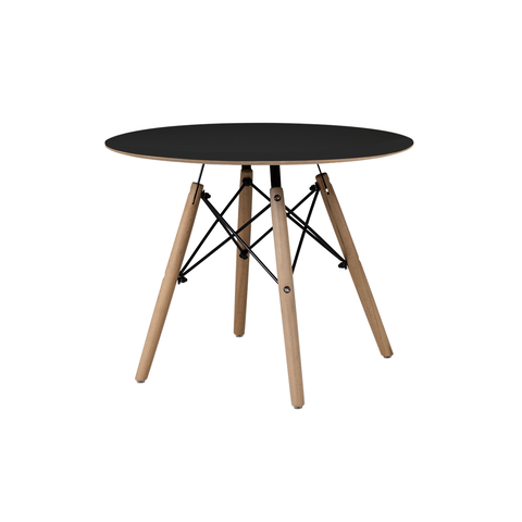 Mesa Eames Preto Dsw Infantil 60cm com Base Madeira para Quarto e Brinquedoteca