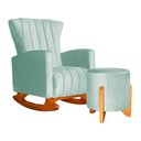 Ver imagem 1 de Poltrona Balanço C/ Puff Melinda Veludo Acqua - Lm Decor