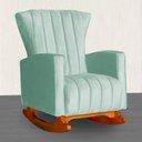 Ver imagem 2 de Poltrona Balanço C/ Puff Melinda Veludo Acqua - Lm Decor