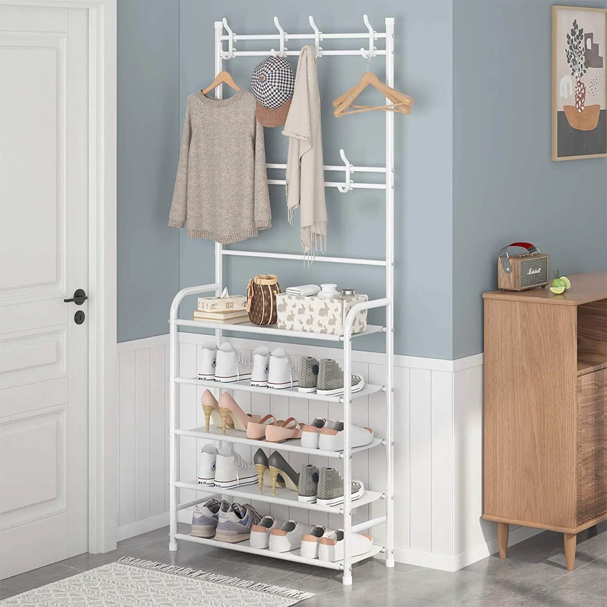 Rack Sapateira Arara Organizador Roupa Tenis Sandalia 4 Andares Multiuso Decoraçao Closet Quarto Sal - 3