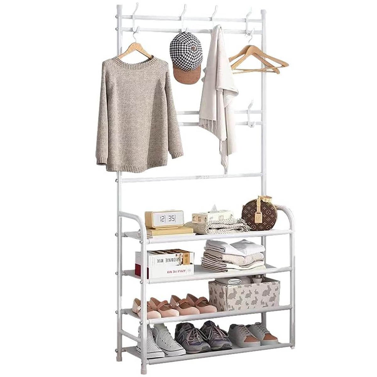 Rack Sapateira Arara Organizador Roupa Tenis Sandalia 4 Andares Multiuso Decoraçao Closet Quarto Sal - 7